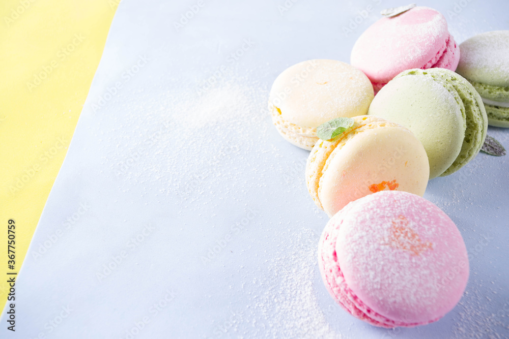 Bright colorful macarons