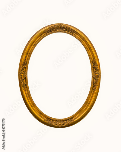 vintage gold oval frames or photo frame elegant isolated on white background