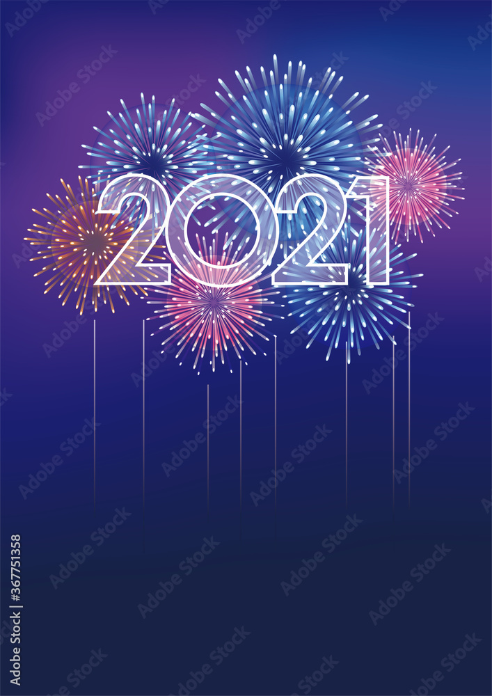 21のロゴと花火の背景イラスト Stock Vector Adobe Stock