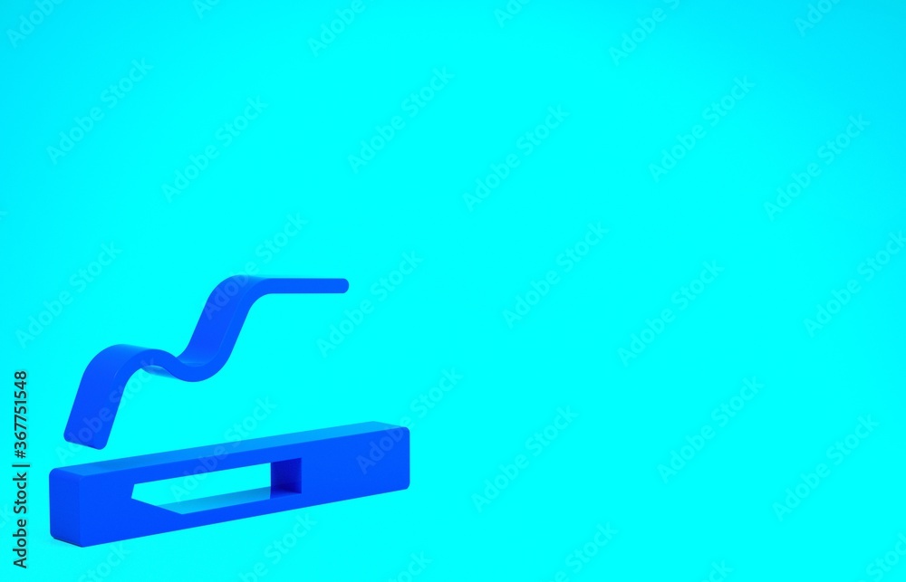 Blue Cigarette icon isolated on blue background. Tobacco sign. Smoking symbol. Minimalism concept. 3d illustration 3D render. Blue Cigarette icon isolated on blue background. Tobacco sign. Smoking symbol. Minimalism concept. 3d illustration 3D render.