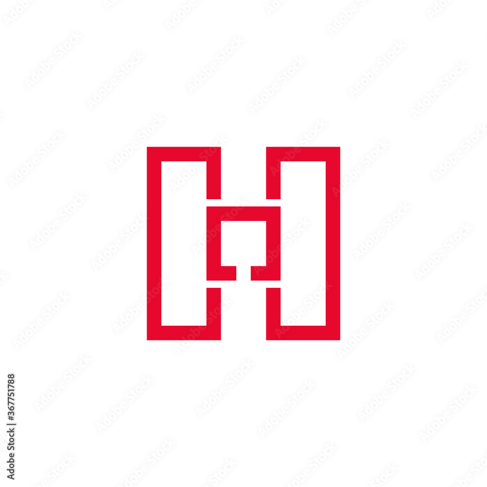 letter hn simple geometric line squares logo vector