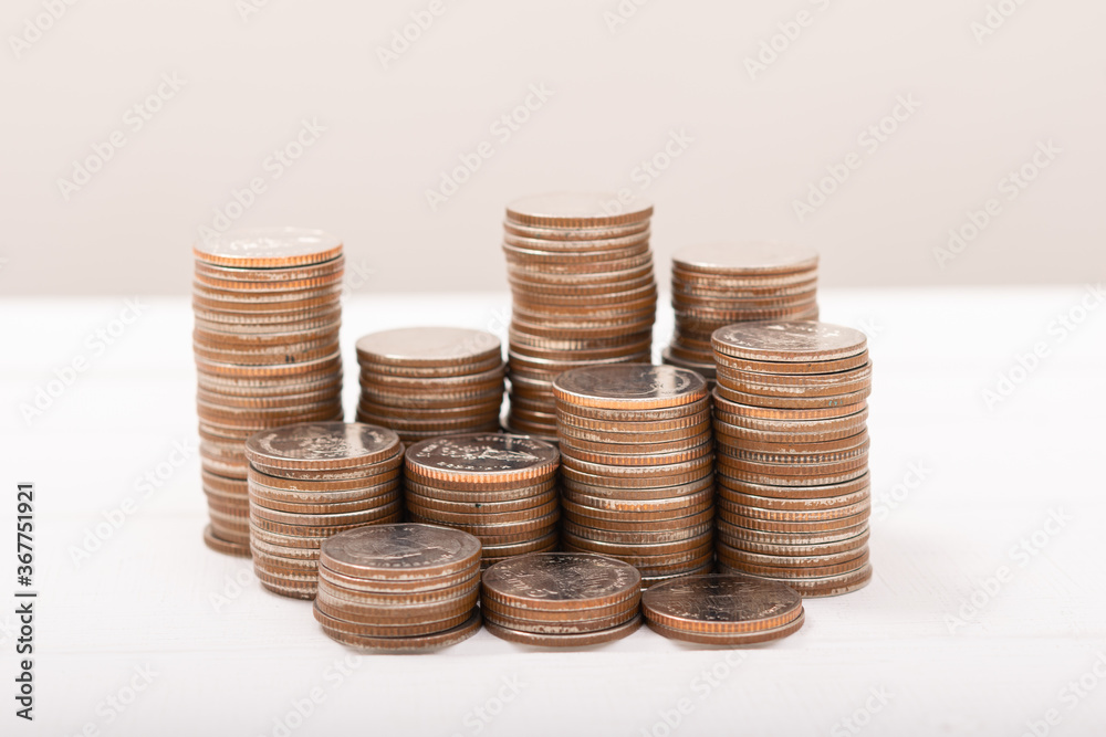 Stack money coin. Coin stack isolated on white or gray background. Business concept Stack money coin. Coin stack isolated on white or gray background. Business concept