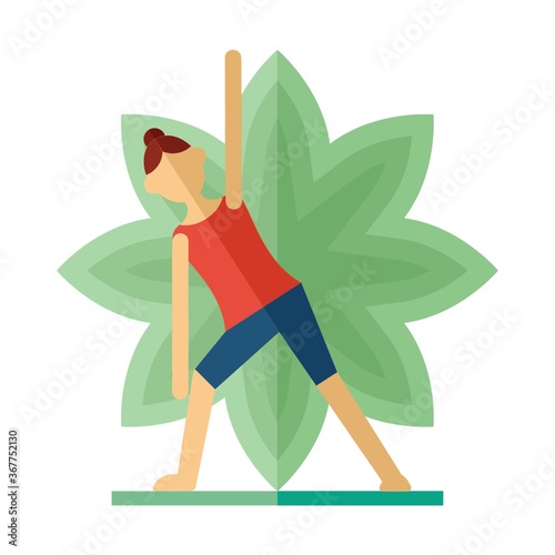woman practicing yoga in triangle pose