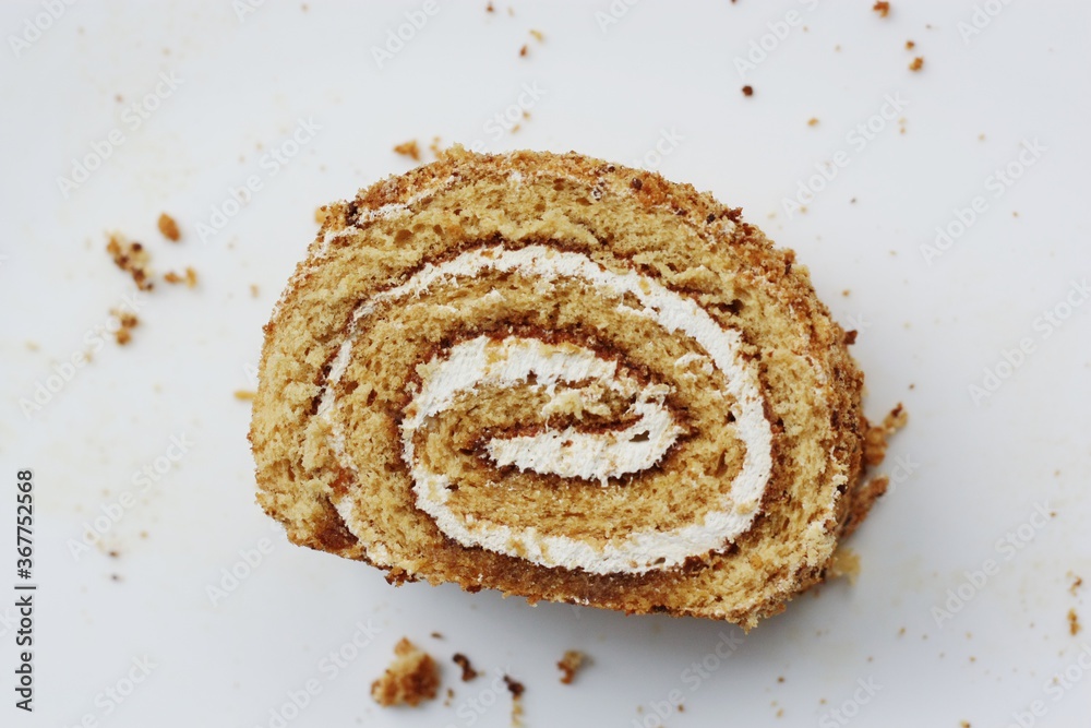 Fototapeta premium Fresh Napoleon cake in a white plate
