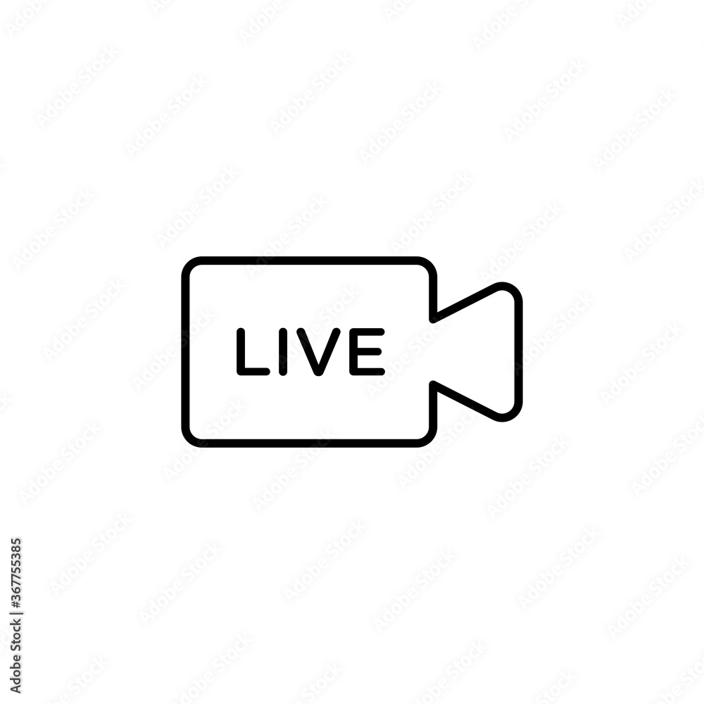Live video icon. Record symbol modern, simple, vector, icon for website design, mobile app, ui. Vector Illustration Live video icon. Record symbol modern, simple, vector, icon for website design, mobile app, ui. Vector Illustration