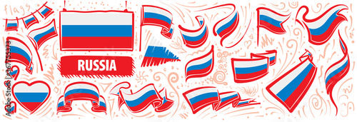 Vector set of the national flag of Russia in various creative designs