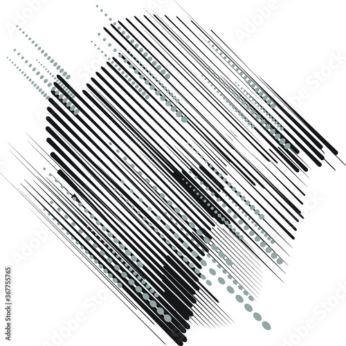 Logo with speed lines in circle, rectangle and triangle form .Square unusual icon Design .Black Vector stripes .Geometric shape.