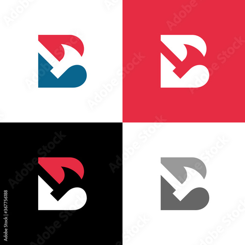 Letter B axe logo design template elements, ax or hatchet symbol - Vector