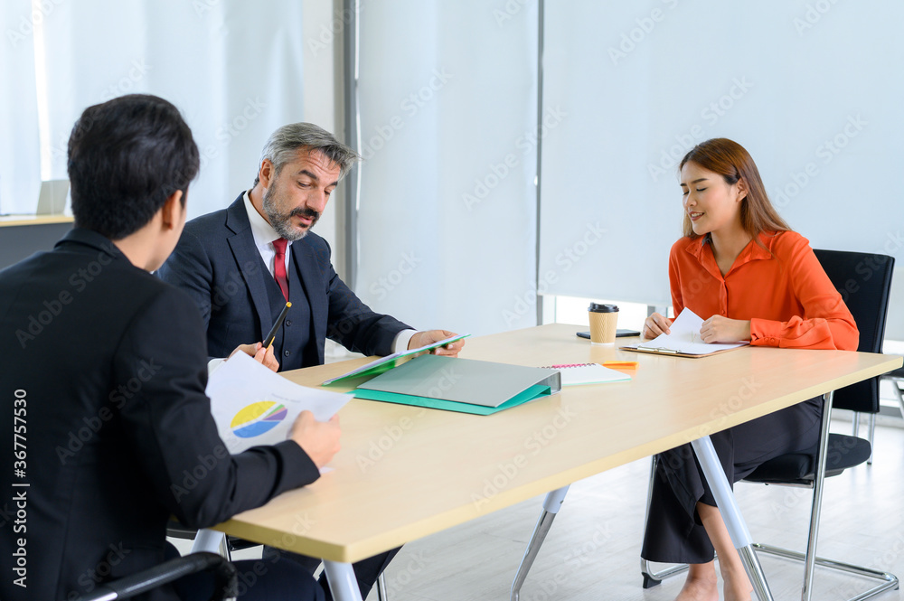 Business office people maintain social distancing meeting room. Stop covid-19 coronavirus. New normal lifestyle in job. Business office people maintain social distancing meeting room. Stop covid-19 coronavirus. New normal lifestyle in job.