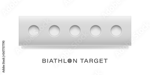 The attribute of winter sports is the biathlon target. A set of open and closed targets. Isolated grouped vector object.