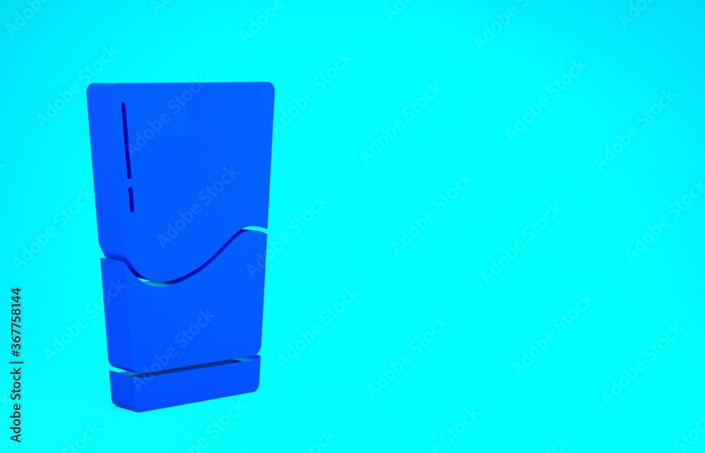 Blue Glass with water icon isolated on blue background. Soda glass. Minimalism concept. 3d illustration 3D render. Blue Glass with water icon isolated on blue background. Soda glass. Minimalism concept. 3d illustration 3D render.