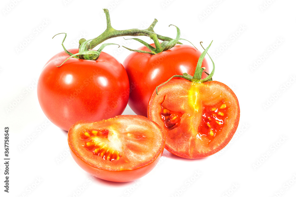 Healthy food, vegetable, red tomato on a white background