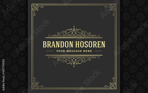 Vintage logo elegant flourishes line art graceful ornaments victorian style vector template design