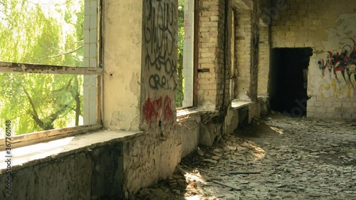 An old abandoned destroyed house from the inside