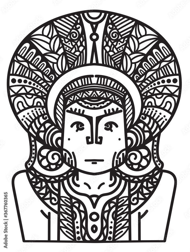 Illustrator aztec maya inca character hand draw for traditional ancient abstract backgrounds