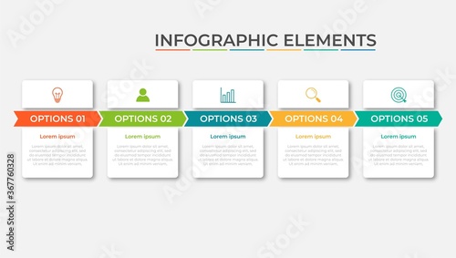Presentation business infographic template with 5 options. Vector illustration.