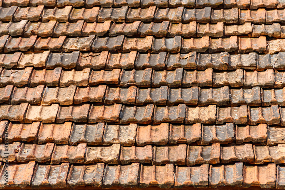 Old tiled roof texture for background Old tiled roof texture for background