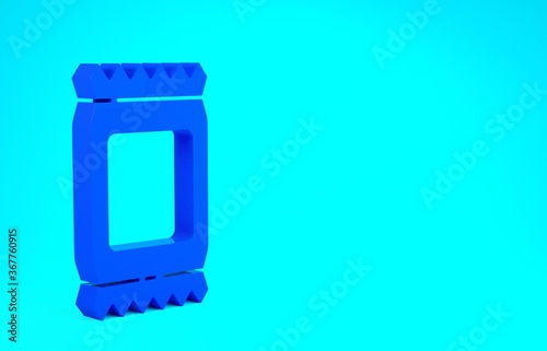 Blue Fertilizer bag icon isolated on blue background. Minimalism concept. 3d illustration 3D render.