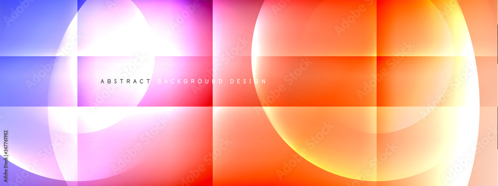 Vector abstract background - circle and cross on fluid gradient with shadows and light effects. Techno or business shiny design templates for text