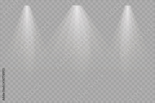 White spotlight. Light effect.Glow isolated white transparent light effect.