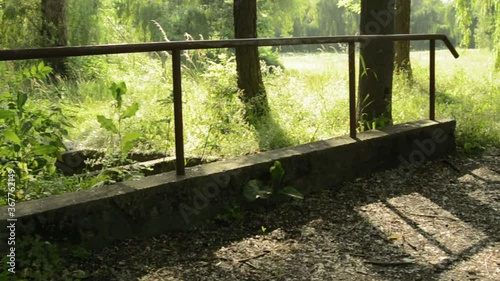 An old abandoned bridge. abandoned bridge in the park