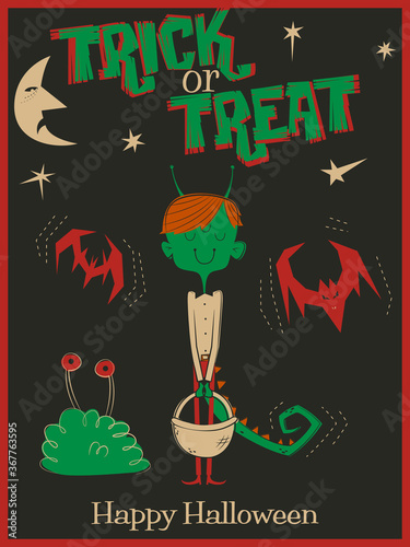 Halloween Illustration, Trick or Treat Comic Characters