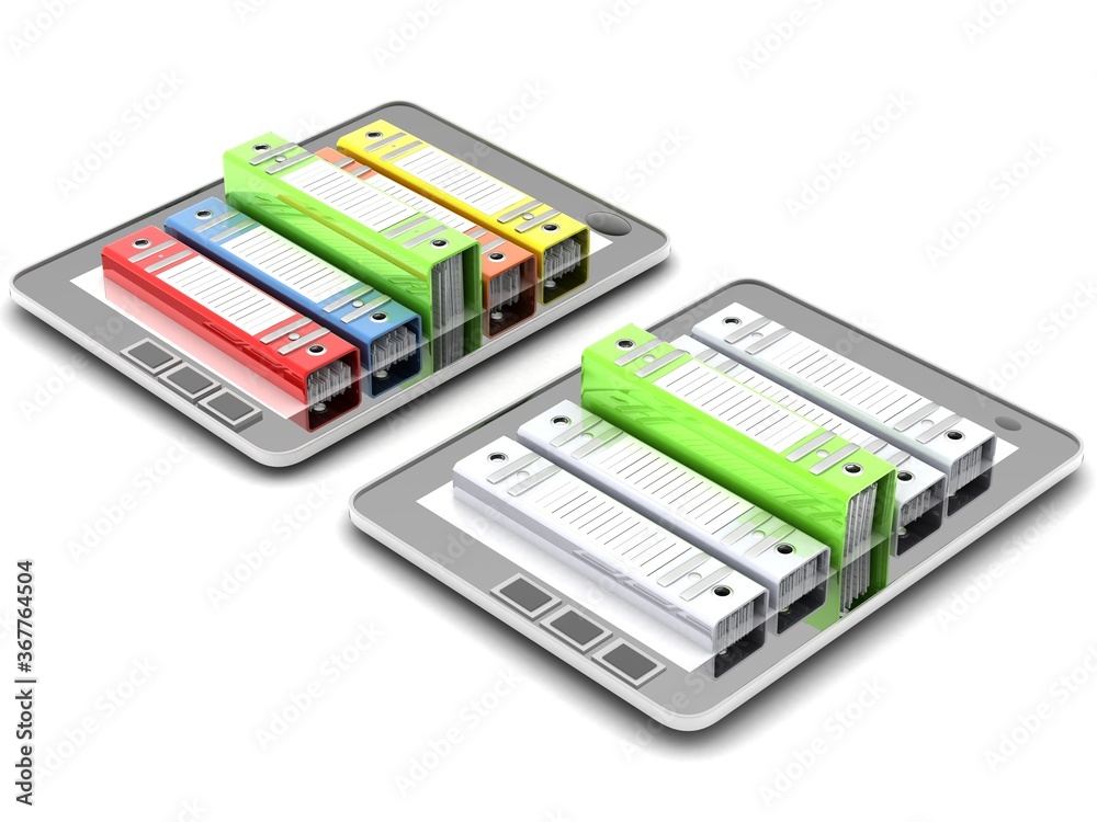 Tablet computer (documents folder).3d Render Illustration. Tablet computer (documents folder).3d Render Illustration.