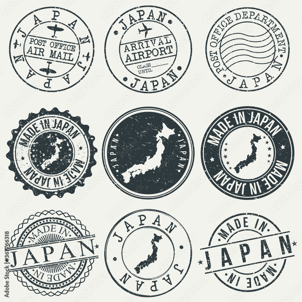 Japan Travel Stamp Made In Product Stamp Logo Icon Symbol Design Insignia.