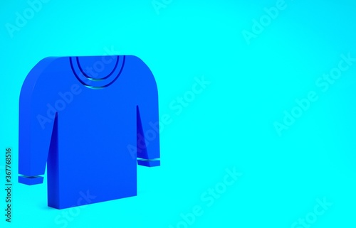 Blue Sweater icon isolated on blue background. Pullover icon. Minimalism concept. 3d illustration 3D render.