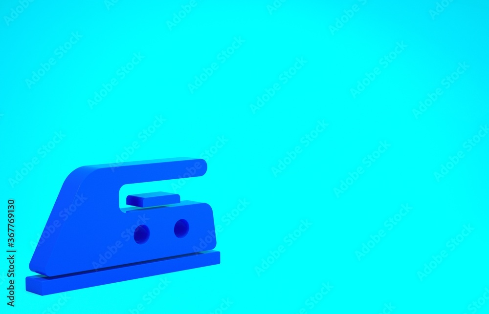 Fototapeta premium Blue Electric iron icon isolated on blue background. Steam iron. Minimalism concept. 3d illustration 3D render.