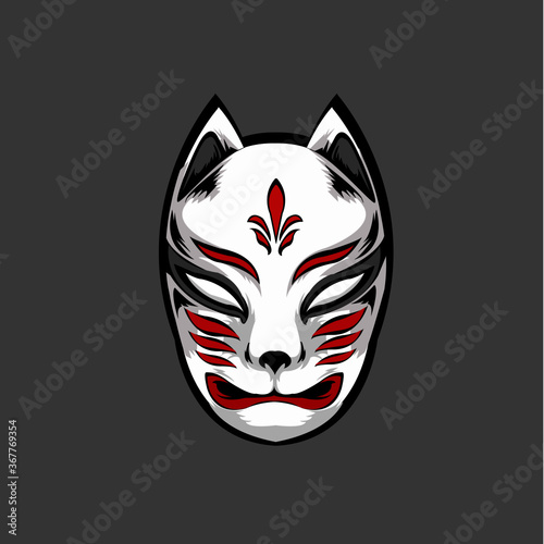 the illustration of japanesse devil animal mask