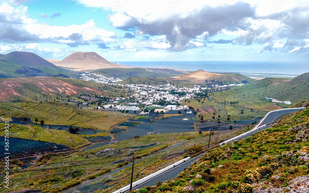 Haria, Lanzarote, Canary Islands / Spain. View of the town from the 