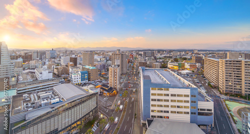 Fotografi Miyazaki city downtown skyline cityscape  in Kyushu, Japan