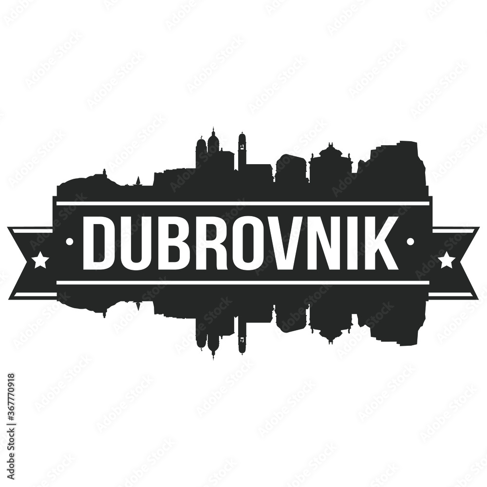 Dubrovnik Skyline Stamp Silhouette City Design Vector landmark seal.