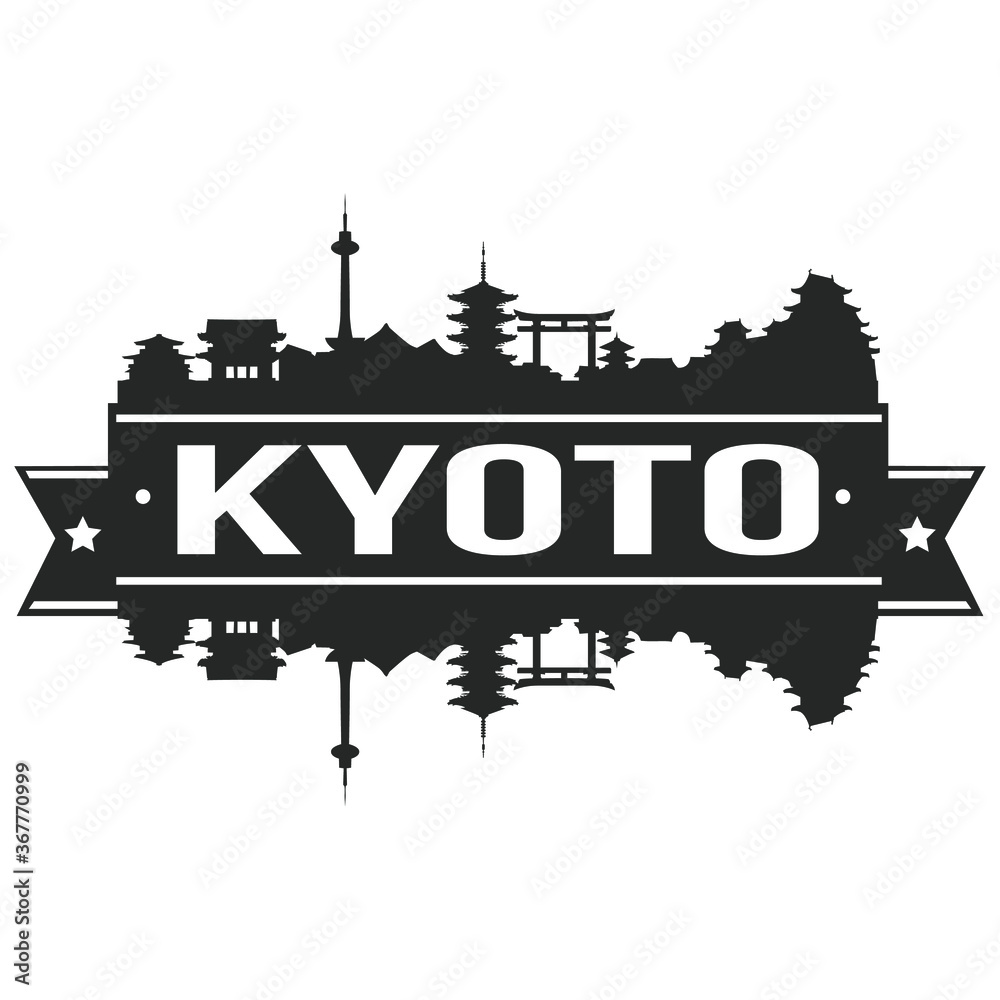 Kyoto Skyline Stamp Silhouette City Design Vector Landmark Seal.