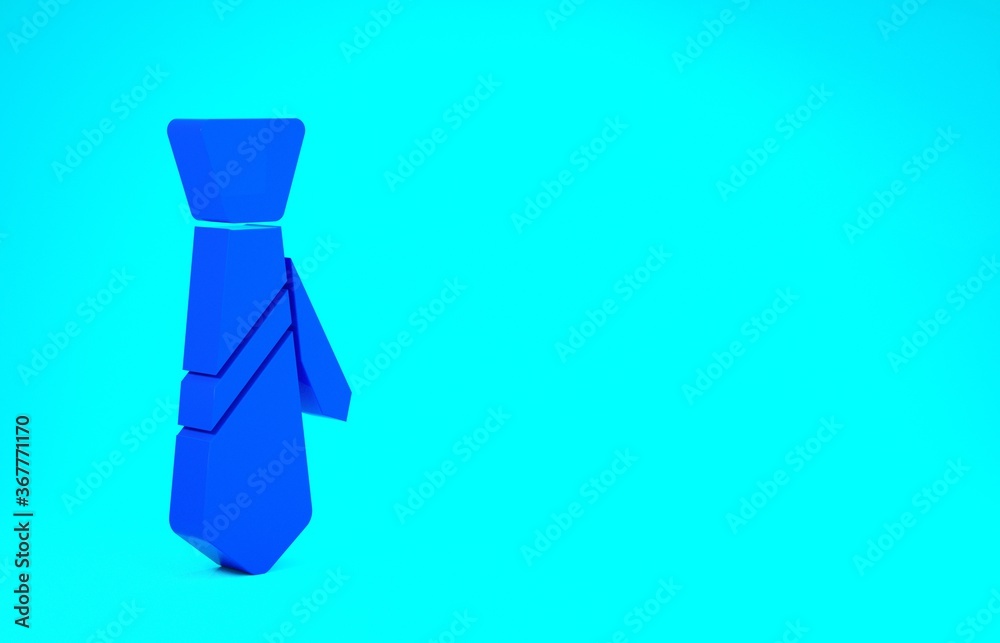 Blue Tie icon isolated on blue background. Necktie and neckcloth symbol. Minimalism concept. 3d illustration 3D render. Blue Tie icon isolated on blue background. Necktie and neckcloth symbol. Minimalism concept. 3d illustration 3D render.