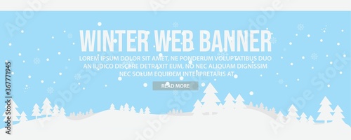 Winter landscape web banner template design