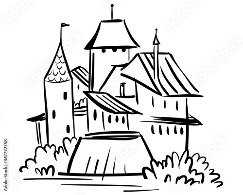 Castle from tale - doodle castle town