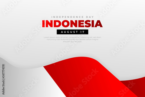 Indonesia Independence day background. Indonesia Independence Day flat style with realistic indonesian flag