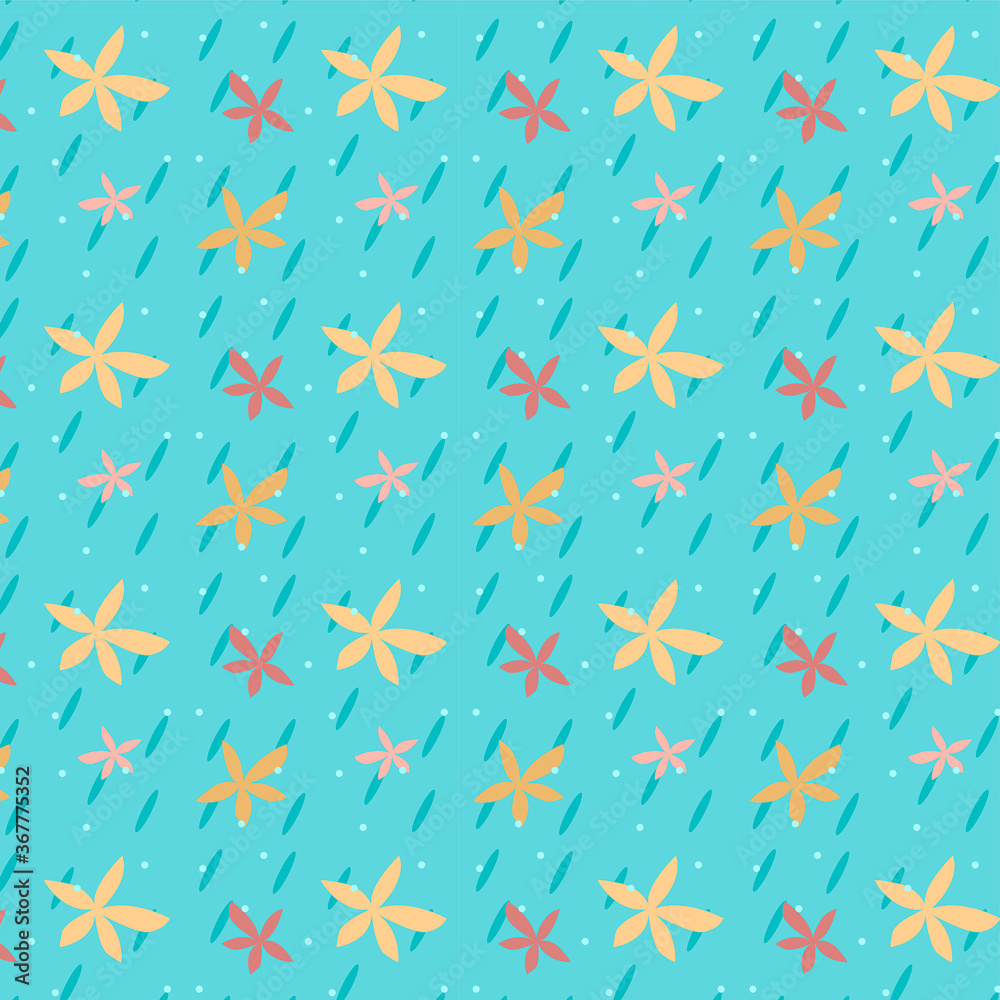 Seamless colorful pattern with simple flowers on blue background, digital scrapbooking paper Seamless colorful pattern with simple flowers on blue background, digital scrapbooking paper
