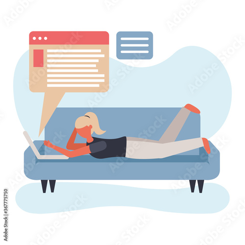 young student girl in homeschool online education
