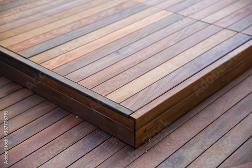 Cuadro en lienzo Wood floor cover structure suitable swimming pool , terraces or house interiors