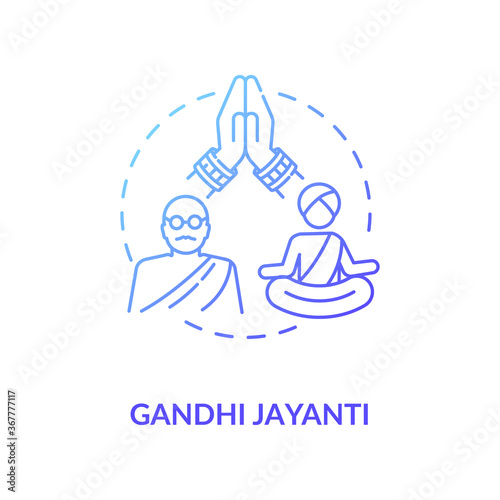 Gandhi jayanti concept icon. Indian holiday, Mahatma Gandhi commemoration idea thin line illustration. International non violence day. Vector isolated outline RGB color drawing