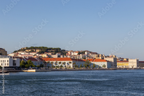 View of the historic waterfront of Lisbon from the Tejo river