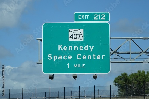 FLORIDA - KENNEDY SPACE CENTER ROAD SIGN. photo