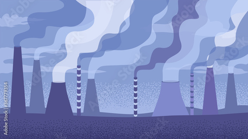 Big factory pipes makes pollution air problems