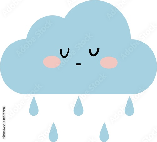 Cute rainy cloud cartoon vector clipart kawaii icon illustration
