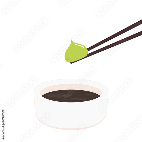 Wasabi and shoyu sauce. wasabi vector