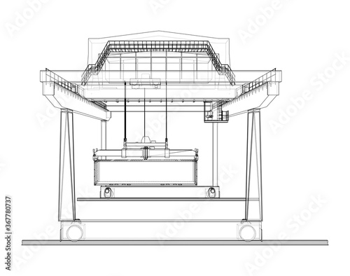 Photography Rail-mounted gantry container crane outline