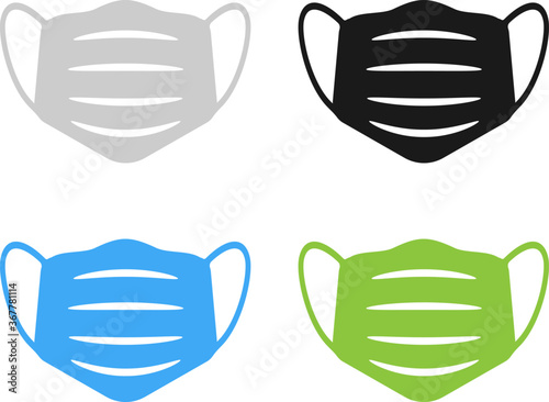 medical face mask or protectice face covering icon set vector illustration